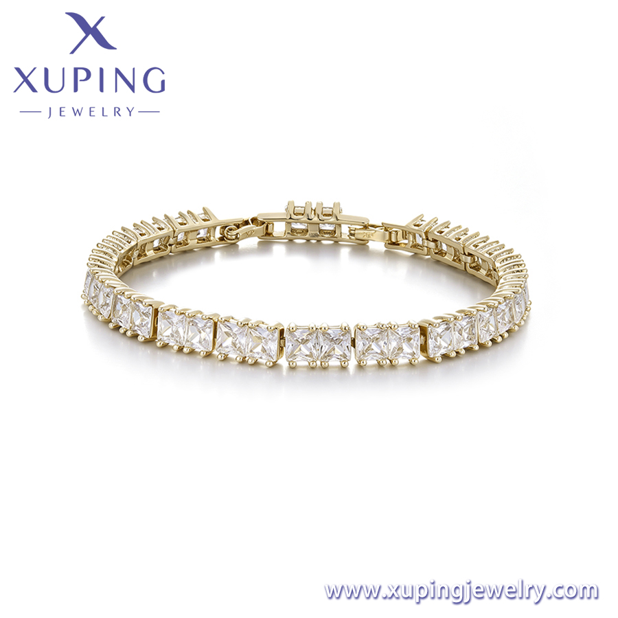 Wholesale 14K Gold Color Rectangle Cut CZ Tennis Bracelet - Xuping Jewelry